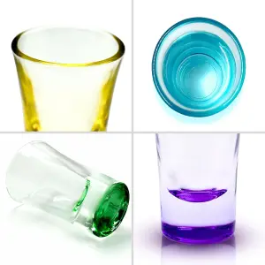 6 Pack 25ml Coloured Shot Glasses - Heavy Base for Tequila, Vodka, Espresso, Desserts - for Home, Party, Bar