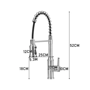 Silver Stainless Steel Side Lever Kitchen Spring Neck Pull Out Kitchen Tap Mixer Tap