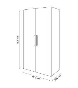 GoodHome Atomia Freestanding Matt oak effect Particle board Wardrobe (H)1875mm (W)1000mm (D)600mm