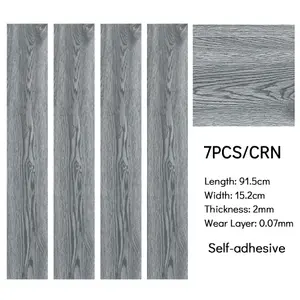 Set of 7 Grey Wood Effect Self Adhesive Vinyl Plank PVC Flooring Waterproof Covering 1m²