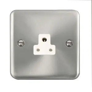 Our Curved Edge Satin / Brushed Chrome 1 Gang 2A Round Pin Socket - White Trim - SE Home