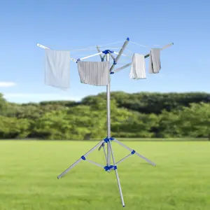 4 Arm Rotary Washing Line Airer Indoor & Outdoor Umbrella-Style Clothes Drying Rack