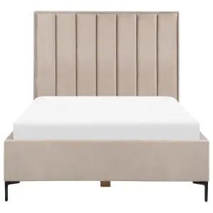 Velvet EU Double Size Ottoman Bed Taupe SEZANNE