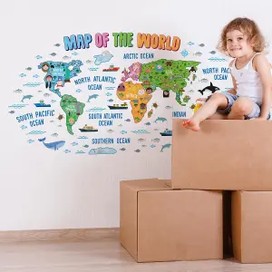 Walplus Map Of The World Kids Sticker PVC Blue