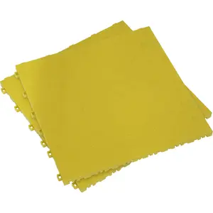 9 Pack Durable Yellow Treadplate Floor Tiles - Heavy Duty Polypropylene 400x400mm