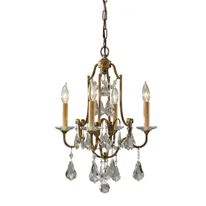 4 Bulb Chandelier Hanging Pendant Ceiling Light Oxidized Bronze LED E14 60W Bulb