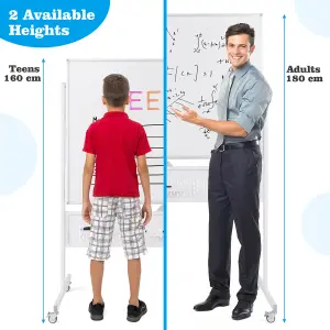 COSTWAY Mobile Whiteboard 120 x 90 CM Double-Sided Dry Erase Board with Stand