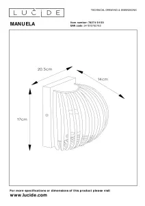 Lucide Manuela Modern Wall Light - 1xE14 - Black