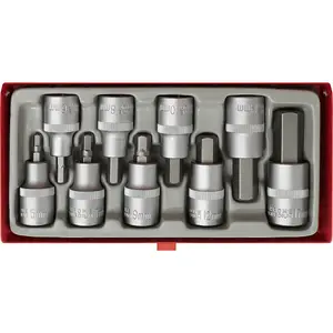 9 Piece Ball-End Hex Socket Bit Set - Durable 1/2 Inch Drive for All Your Needs