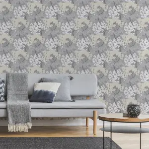 Fresco Lykke Charcoal Tree Smooth Wallpaper