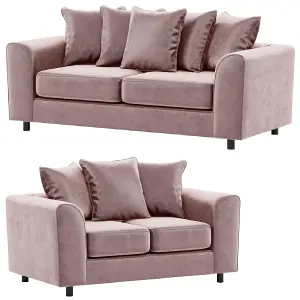 Brooklyn Plush Velvet Fabric Sofa Set 3 and 2 Seater sofa Foam Pink