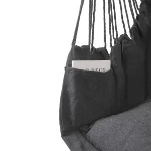 Dark Grey Garden Hanging Canvas Hammock Swing Chair with Cozy Seat & Back Cushion Out/Indoor