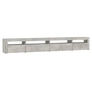 Berkfield TV Cabinet with LED Lights Concrete Grey 270x35x40 cm