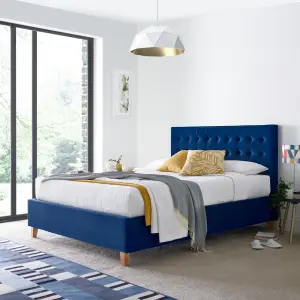 Rest Relax Kirkham Blue Velvet Ottoman Bed