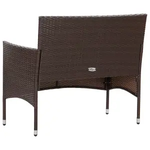 Berkfield Garden Bench with Cushion Poly Rattan Brown