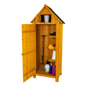 Outdoor Bideford Garden Wooden Storage Cabinet Tool Shed - Natural