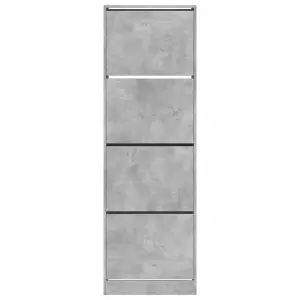 Berkfield Shoe Cabinet with 4 Flip-Drawers Concrete Grey 60x34x187.5 cm