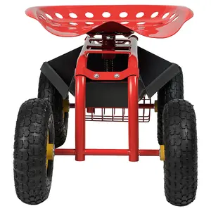 Costway 360 Swivel Rolling Gardening Cart Adjustable Height Wagon Scooter Garden Seat