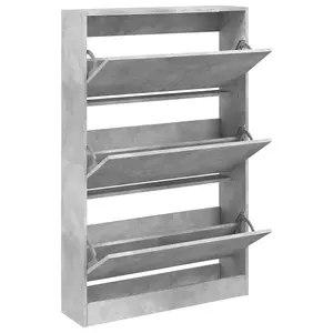 Shoe Cabinet Concrete Grey 80x21x125.5 cm Engineered Wood