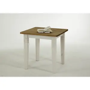 Kelly Solid Wood Top Metal Base Dining Table Stained and varnished white/Brown