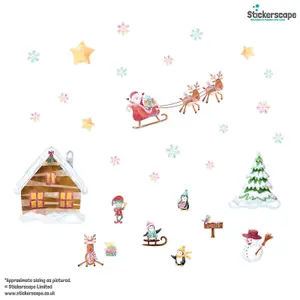 North Pole Christmas Window Stickers (Regular size) Christmas Window Decorations Reusable Removable Repositionable