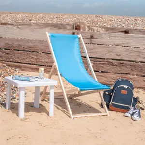 Harbour Housewares - Folding Wooden Beach Chairs - Light Blue - Pack of 4