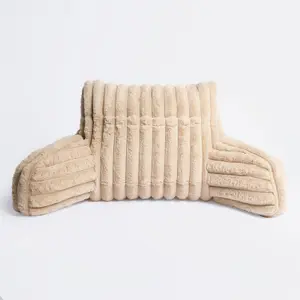 Reading Cushion Faux Fur Fleece Heatable Lumbar Pillow, Natural - One Size