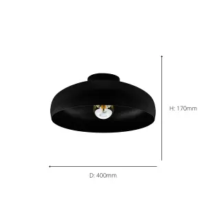 EGLO Mogano Black Metal Ceiling Fitting (E27) - (D) 40cm