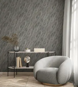 Muriva DARK GREY MARBLE Metallic & glitter effect Patterned WALLPAPER