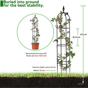 2 Pieces 5FT Garden Obelisk Trellis for Climbing Plants Outdoor and Indoor