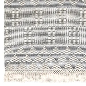 Ivory Kilim Geometric Luxurious Modern Wool Moroccan Wool Hand Made Rug For Dining Room Bedroom & Living Room-120cm X 170cm