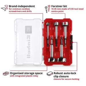 Einhell Forstner Wood Drill Bit Set 5 Pieces With M-CASE Box KWB Accessory E6.3