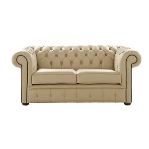 Chesterfield 2 Seater Shelly Somerset Stone Leather Sofa Settee Bespoke In Classic Style