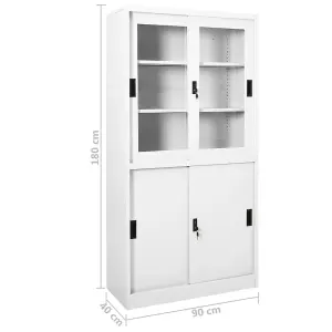 Berkfield Office Cabinet with Sliding Door White 90x40x180 cm Steel