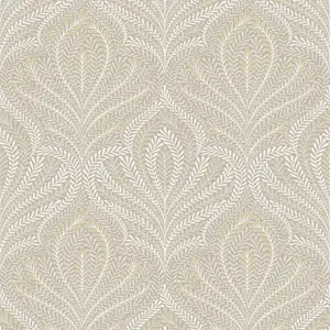 Grandeco Margot Ornamental Filigree Metallic Damask Textured Wallpaper, Neutral