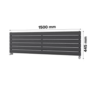 Ximax Vertirad HWH1195600A Anthracite Gas Horizontal Designer panel Radiator, (W)1500mm x (H)445mm