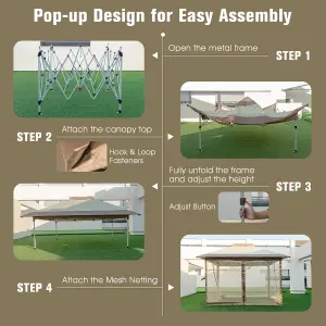 Costway 3.6 x 3.6 M Pop up Gazebo Instant Gazebo Tent w/4-sided Mesh Netting