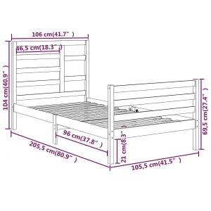 Berkfield Bed Frame White Solid Wood 100x200 cm