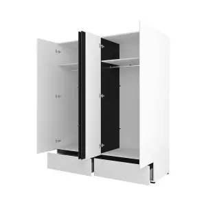 Kross 180cm Quad-Door Wardrobe in Pristine White - Spacious Elegance for Modern Bedrooms