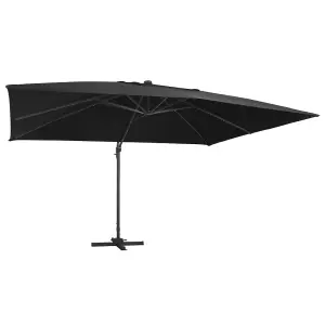 Berkfield Cantilever Umbrella with LED Lights and Aluminium Pole 400x300 cm Black