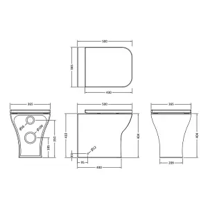 Dezine Cubo Back To Wall Toilet with Soft Close Seat