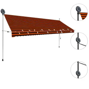 Berkfield Manual Retractable Awning with LED 400 cm Orange and Brown