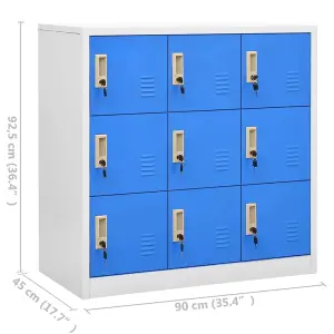 Berkfield Locker Cabinet Light Grey and Blue 90x45x92.5 cm Steel