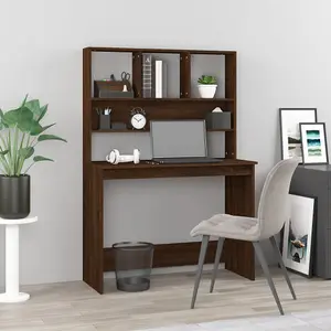 Berkfield Desk with Shelves Brown Oak 102x45x148 cm Engineered Wood