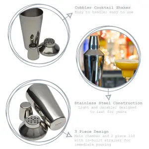 Rink Drink - Manhattan Cocktail Shaker Set - Silver - 3pc