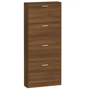 Shoe Cabinet Brown Oak 59x17x150 cm Engineered Wood