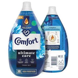 Comfort Ultimate Care Fresh Sky Concentrated Fabric Conditioner 58W, 870ml, 6Pk