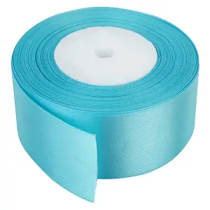 40mm Sky Blue Double Sided Satin Polyester Ribbon Roll, 25 metres