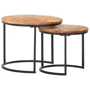 Accomac Solid Acacia Wood 2 Piece Nest of Tables (Set of 2)