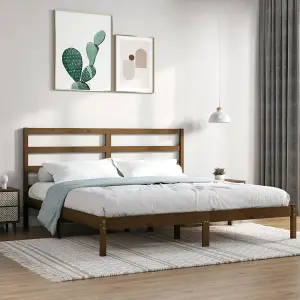 Berkfield Bed Frame Honey Brown Solid Wood Pine 200x200 cm